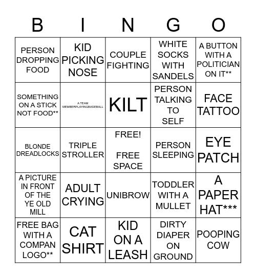 12 MILE TAVERN -  FAIR BINGO Card