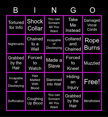 Bad Things Happen Bingo Card
