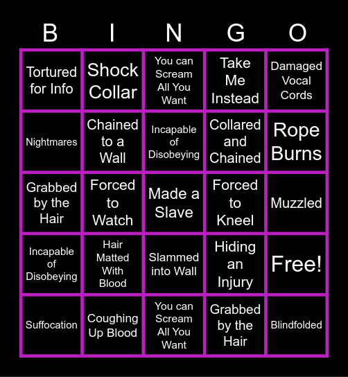 Bad Things Happen Bingo Card