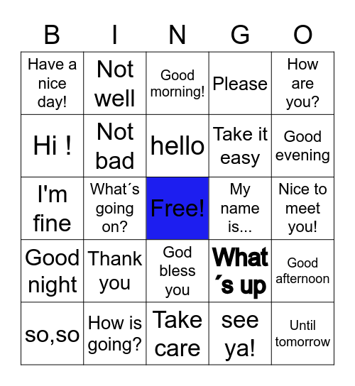 Greetings and farewells Bingo Card