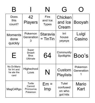 Mart's Bingo Card (Round 1) Bingo Card