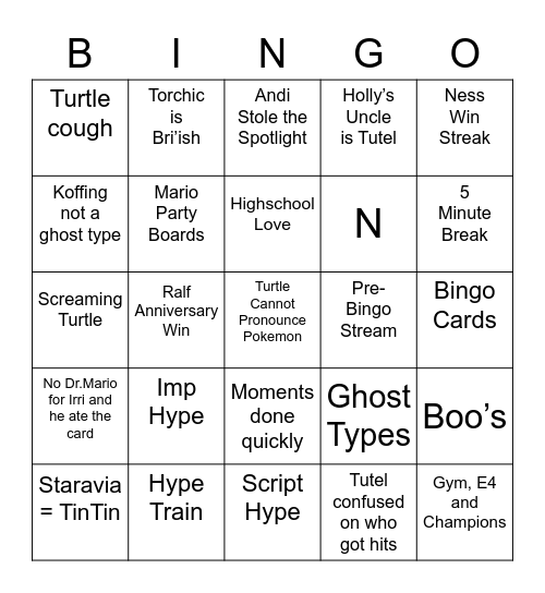 Andi's Bingo Card (Round 1) Bingo Card