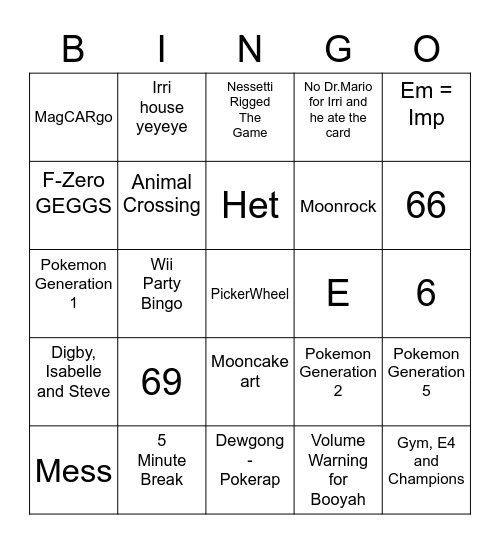 Bready's Bingo Card (Round 2) Bingo Card