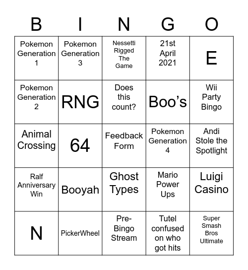 Bready's Bingo Card (Round 1) Bingo Card