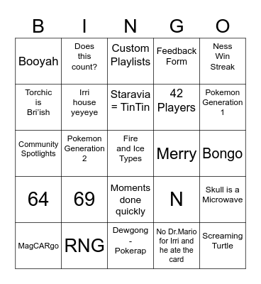 Pan's Bingo Card (Round 2) Bingo Card