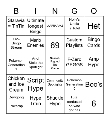 Nicklu's Bingo Card (Round 2) Bingo Card