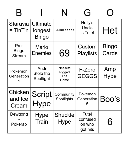 Nicklu's Bingo Card (Round 2) Bingo Card