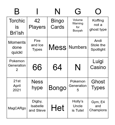 Nicklu's Bingo Card (Round 1) Bingo Card