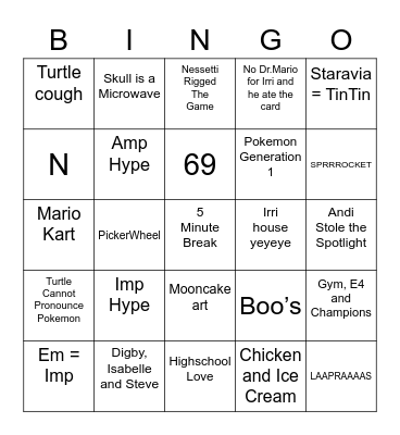 Jaden's Bingo Card (Round 2) Bingo Card