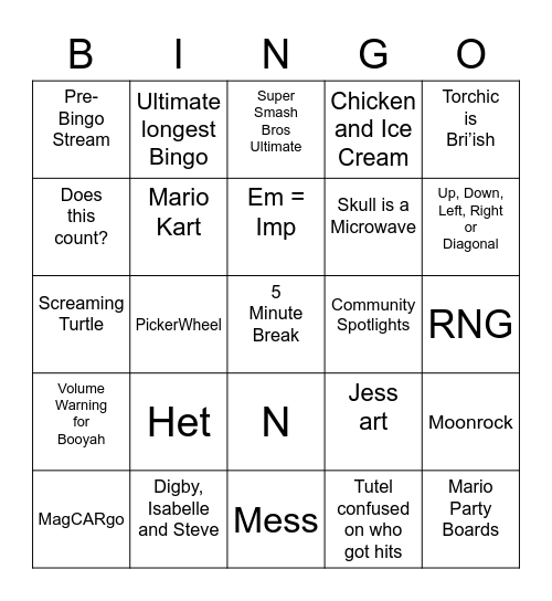 Jaden's Bingo Card (Round 1) Bingo Card