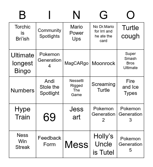 Zekky's Bingo Card (Round 1) Bingo Card