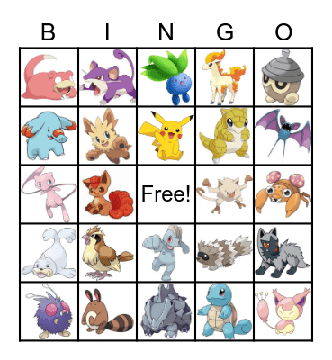 Pokemon Bingo Card