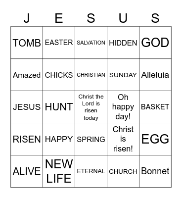 HAPPY EASTER!! Bingo Card