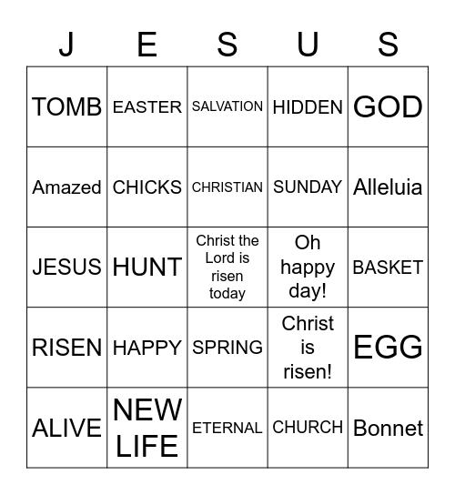 HAPPY EASTER!! Bingo Card