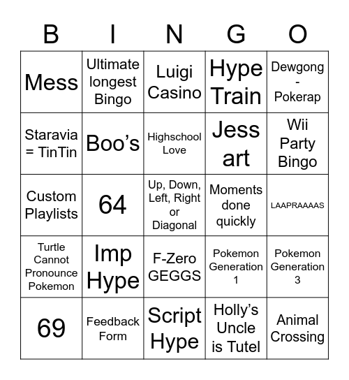 Steelcario Round 1 (Numbers) Bingo Card