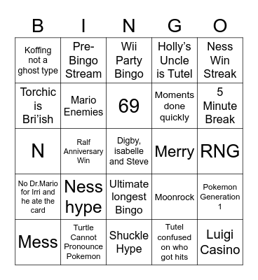 Luigifan Round 1 (Anniversary) Bingo Card