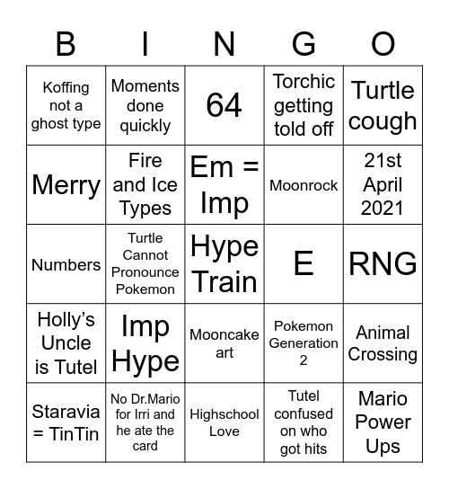 Tutel (Joestar) Round 1 (Anniversary) Bingo Card