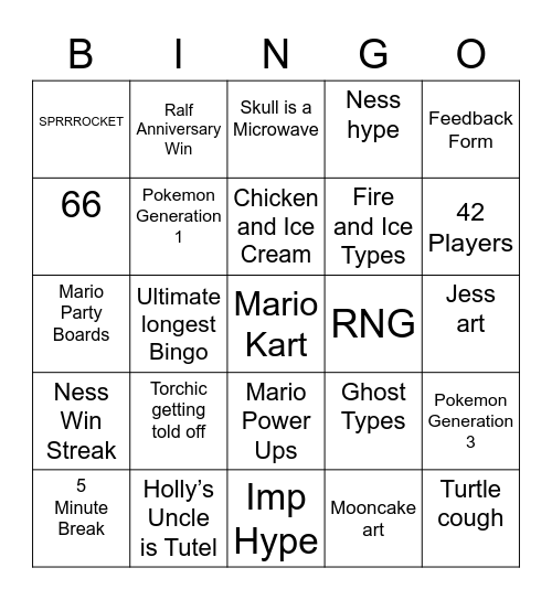 Ralf (FLOM) Round 1 [Anniversary] Bingo Card