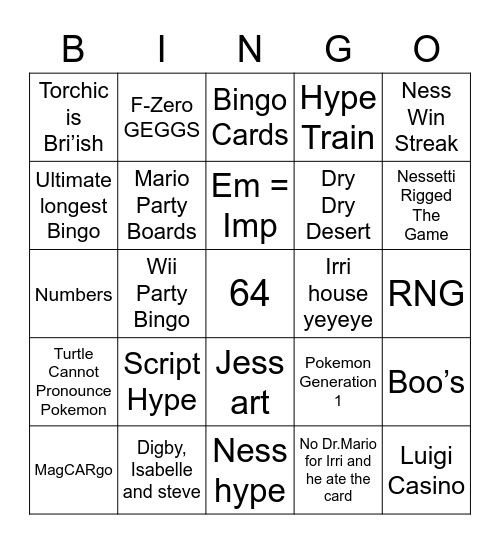 Beryl Round 2 (Anniversary) Bingo Card