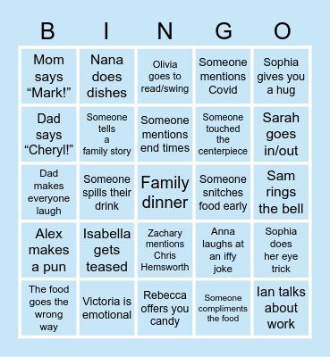 Easter Dinner Bingo Card