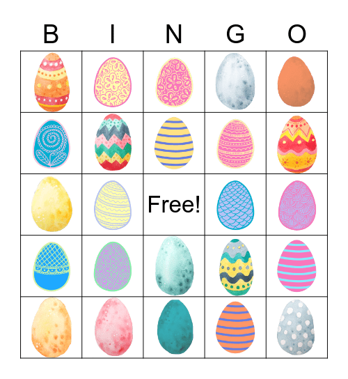 Easter Egg Scavenger Hunt Bingo Card