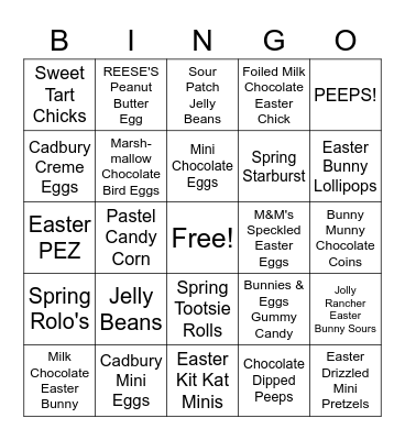 CDC Easter Party BINGO Card