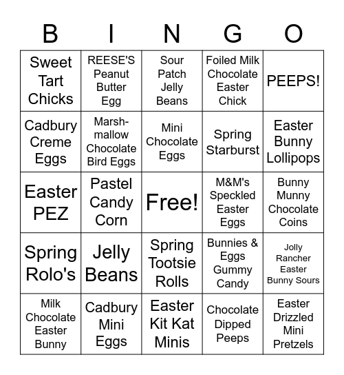 CDC Easter Party BINGO Card