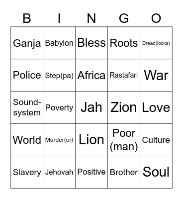 Dub bingo Card