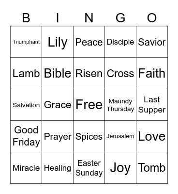 Easter Celebration Bingo Card