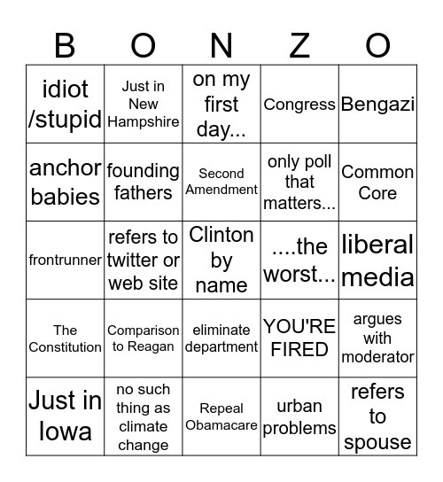 GOP TRIBUTE TO RONALD REAGAN Bingo Card