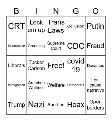 M Bingo Card