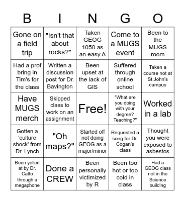 MUN Geography Bingo Card