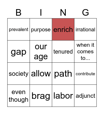 Untitled Bingo Card