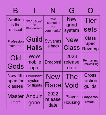 Tribe 10.0 Reveal Bingo Card