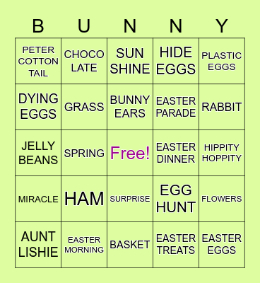 Easter/Spring Bingo Card