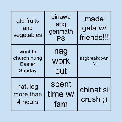 HOWRU :') Bingo Card