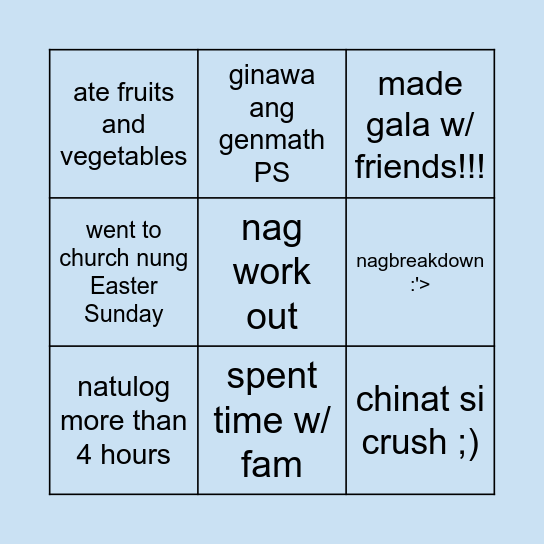 HOWRU :') Bingo Card