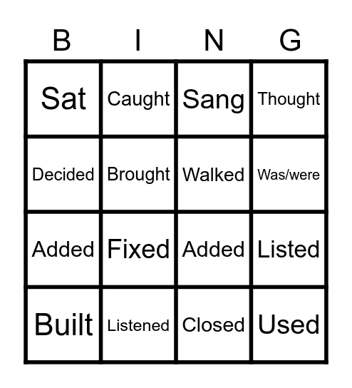 Simple past Bingo Card