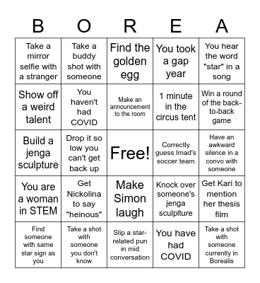 borealis bingo Card