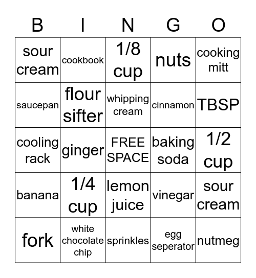 Let's Make Cookies Bingo Card