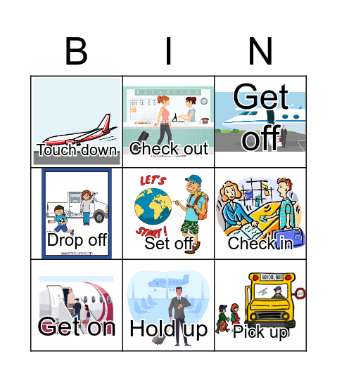 Travelling verbs Bingo Card