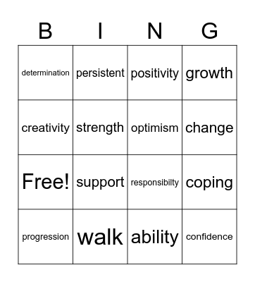 Resilience Bingo Card