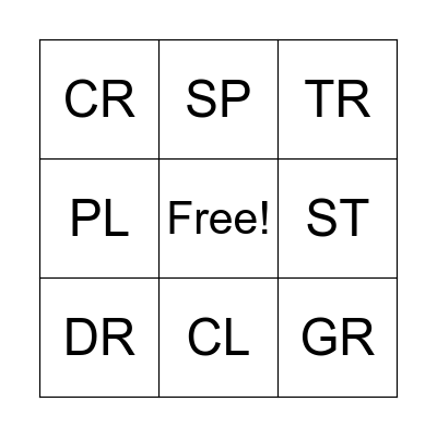 CONSONANT BLENDS Bingo Card