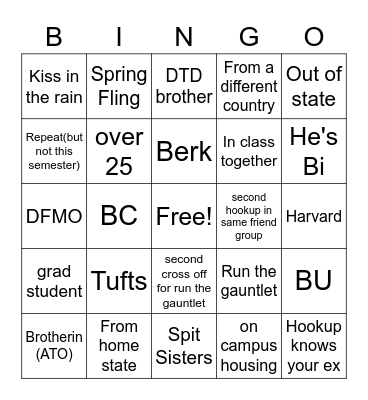 Spring 2022 Bingo Card