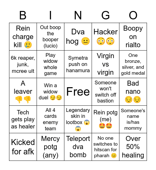 Overwatch Bingo Card