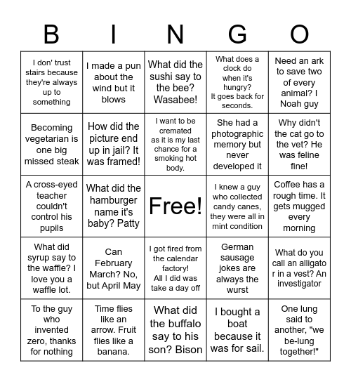 Punny Bingo Card