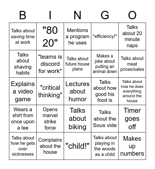 Pa Bingo Card