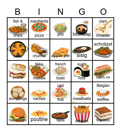 Different Foods in the World Bingo Card