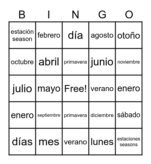 Calendario Bingo Card
