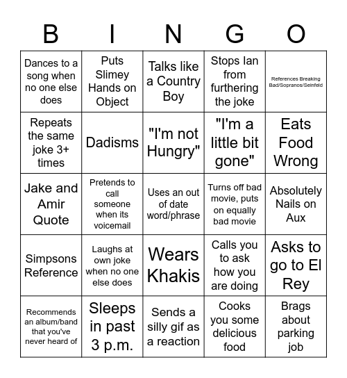 Alec Berger Bingo Board Bingo Card